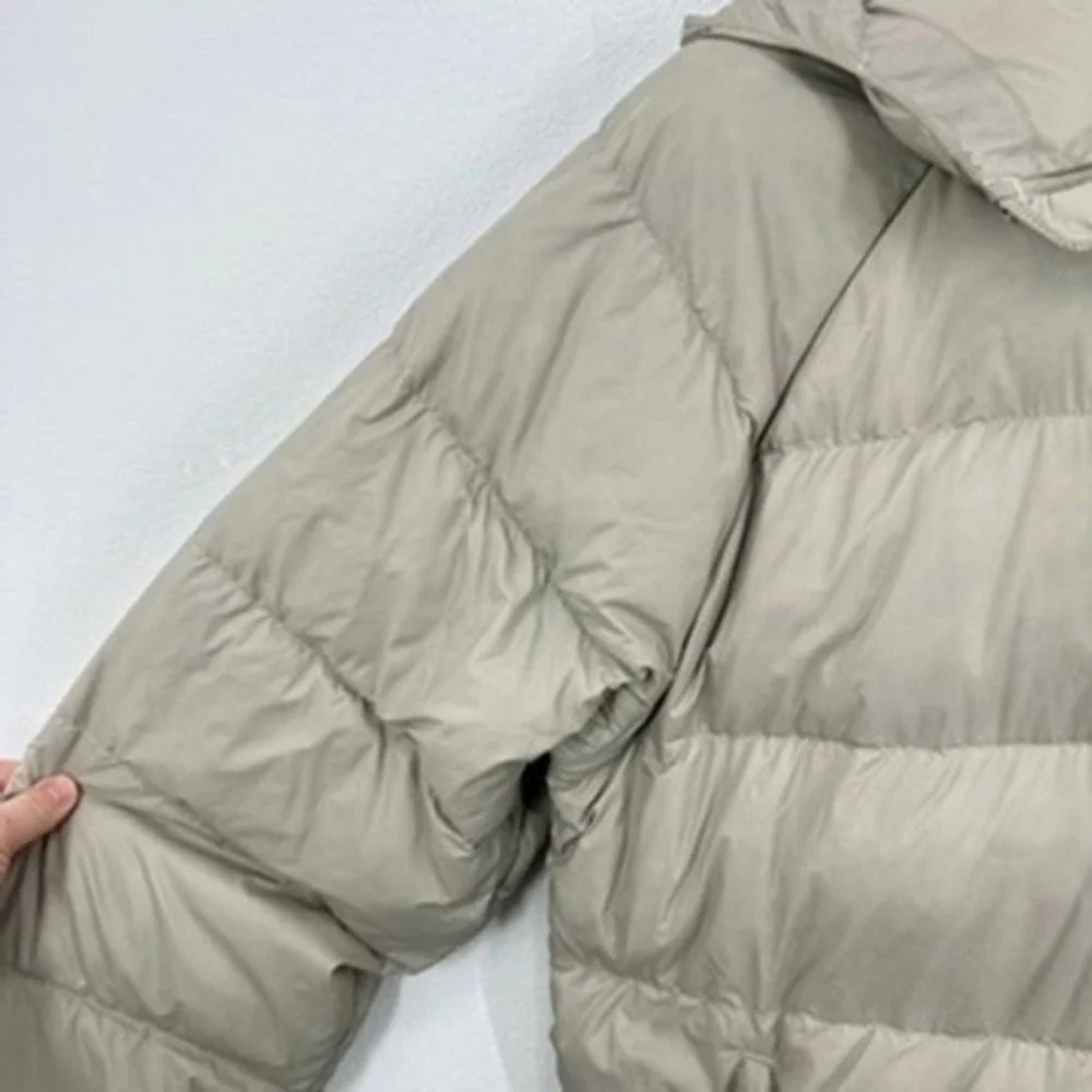 The North Face Large Hooded Down Puffer Jacket 600 Down‎ Fill Power Beige Pewter